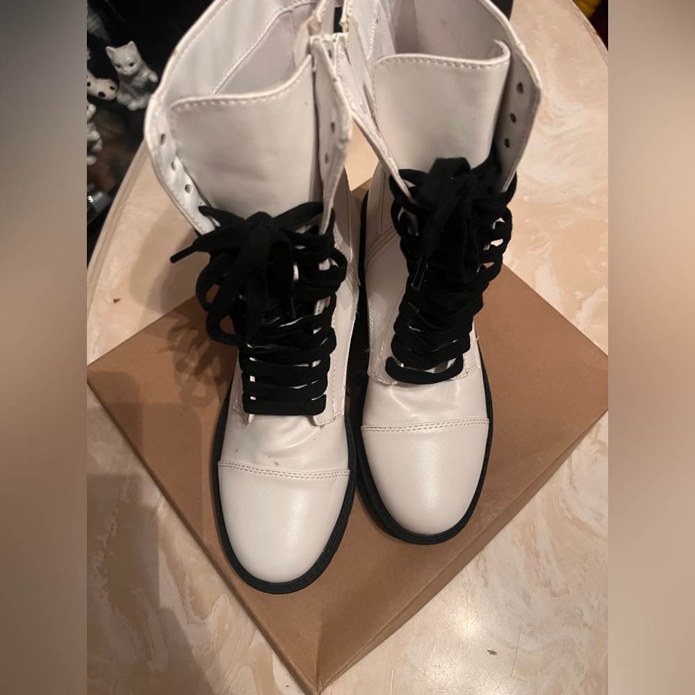 White combat Boots size 8